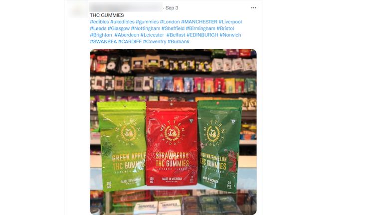 Accounts selling gummies were also found on Twitter