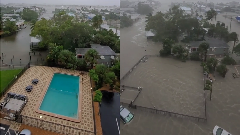 Büyük bir fırtına dalgası, Estero Adası'ndaki bu sahil konumu da dahil olmak üzere, güneybatı Florida'da toplu sele neden oldu.  Pic: Instagram üzerinden loniarchitects