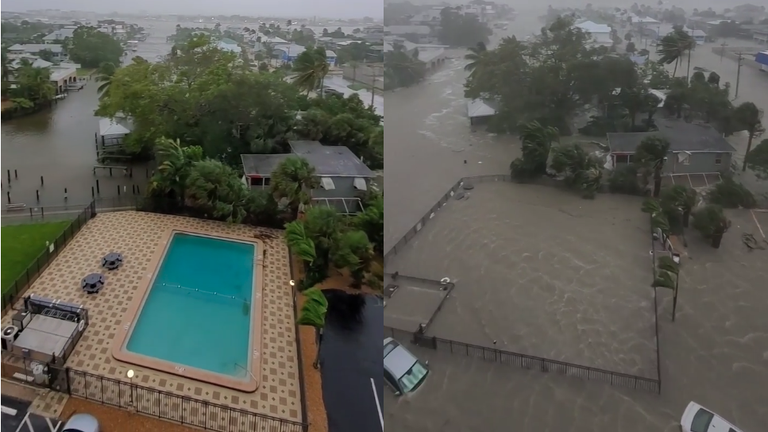 A huge storm surge caused mass flooding in southwestern Florida, including in this beach town on Estero Island.  Pic: loniarchitects via Instagram