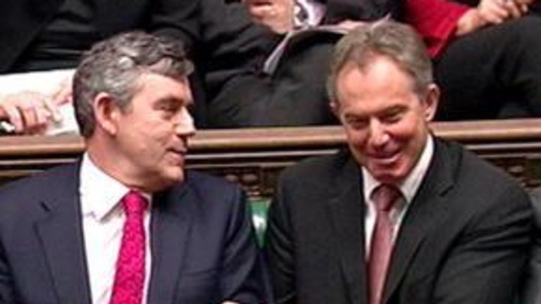 Gordon Brown and Tony Blair at the 2007 consignment box