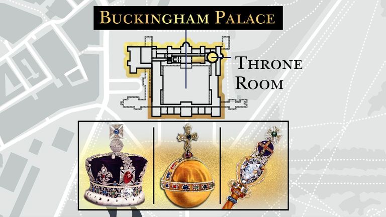 It is said that the Queen's coffin will rest in the throne room of Buckingham Palace