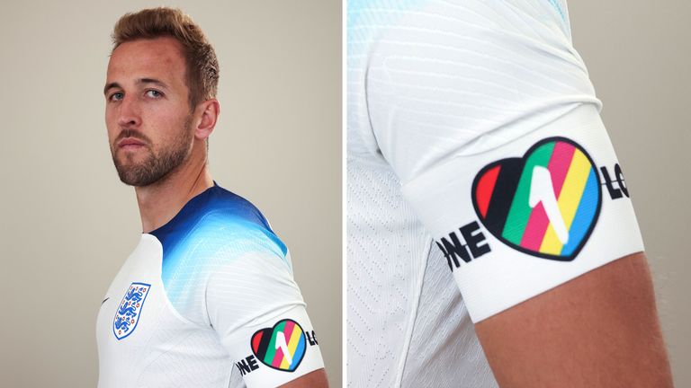 Harry Kane One Love armband erased photo via Thomas Driscoll