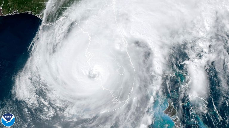 Hurricane Ian making landfall near Cayo Costa in southwest Florida. Pic: AP/NOAA