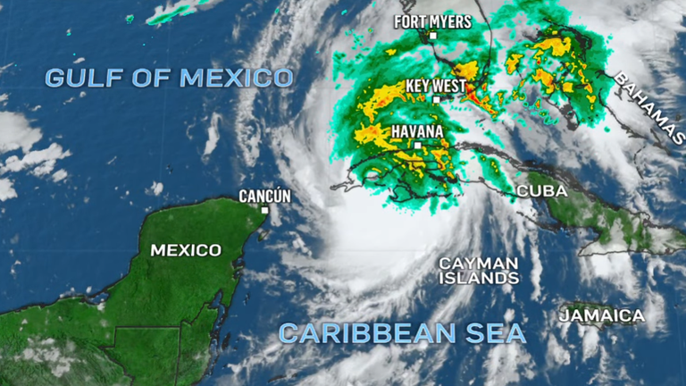 Hurricane Ian is off Cuba and heading to Florida. Pic: NBC