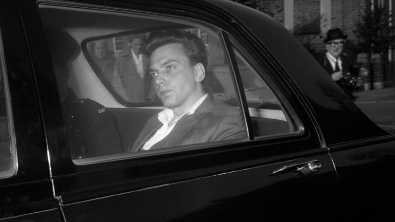 Ian Brady, in a police car prior to his sentencing