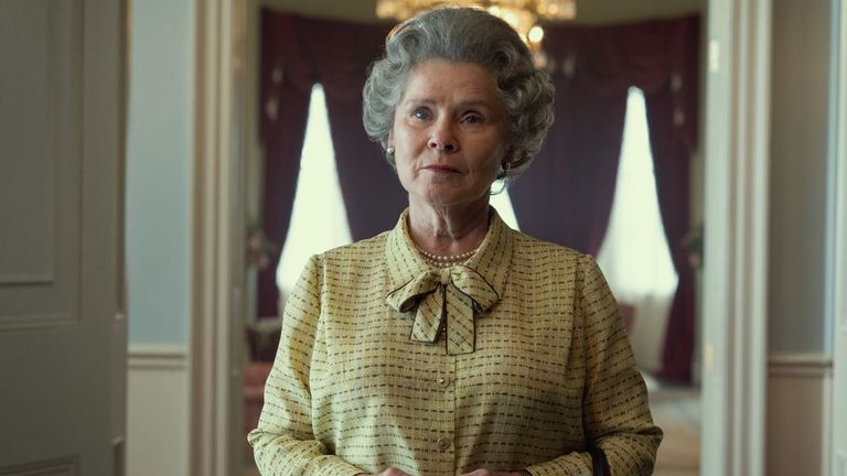 Imelda Staunton as Queen Elizabeth II in season five of The Crown. Pic: Netflix/PA