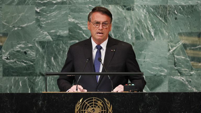 Brazil&#39;s President Jair Bolsonaro addresses the 77th Session of the United Nations General Assembly 