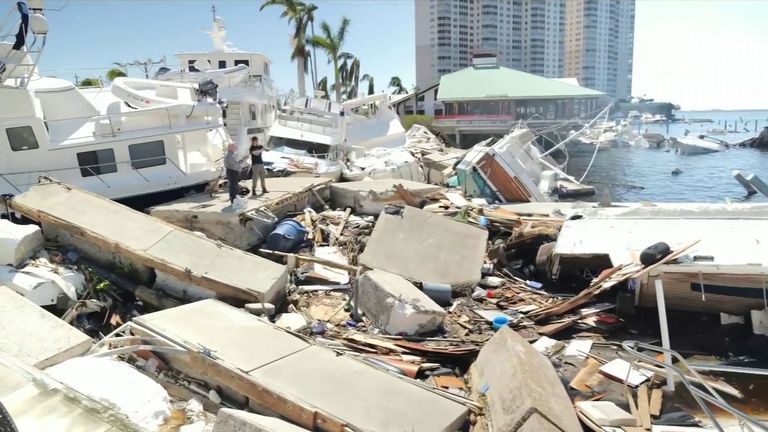 Boats destroyed in Legacy Harbour Marina, Fort Myers