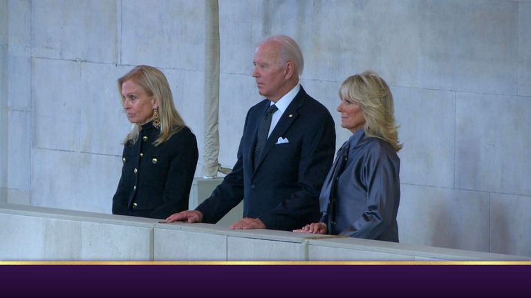 Joe Biden and First Lady pay their respects at Westminster Hall
