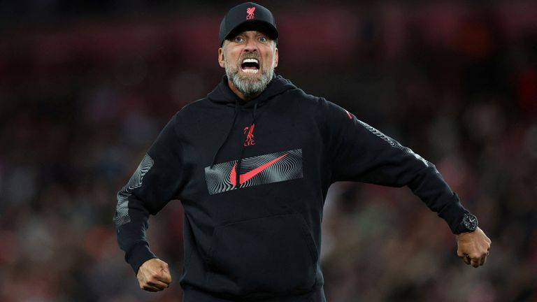  Liverpool manager Juergen Klopp celebrates after the match  against  Newcastle United 