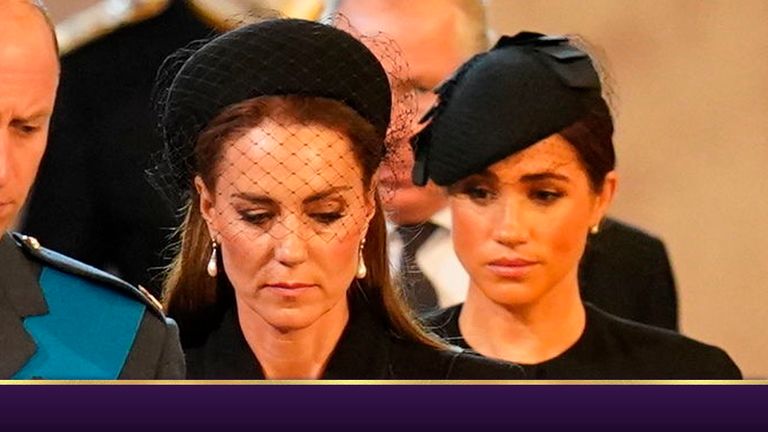 Kate, Princess of Wales, and Meghan, Duchess of Sussex. Pic: AP