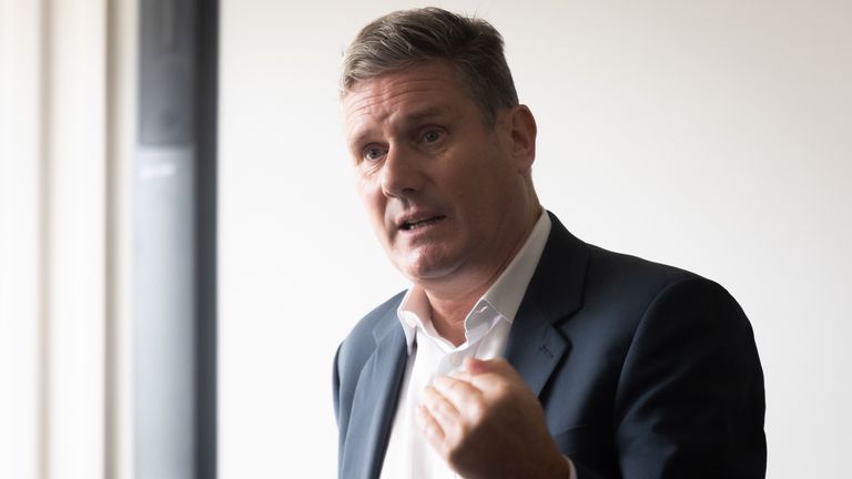 Labour leader Sir Keir Starmer speaks during a visit to Friern Barnet school in London to meet students and teachers on their first day back of the new school year. Picture date: Monday September 5, 2022.
