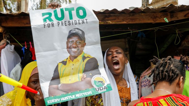 Supporters of Kenya&#39;s President-elect William Ruto celebrate after his win was upheld by the supreme court