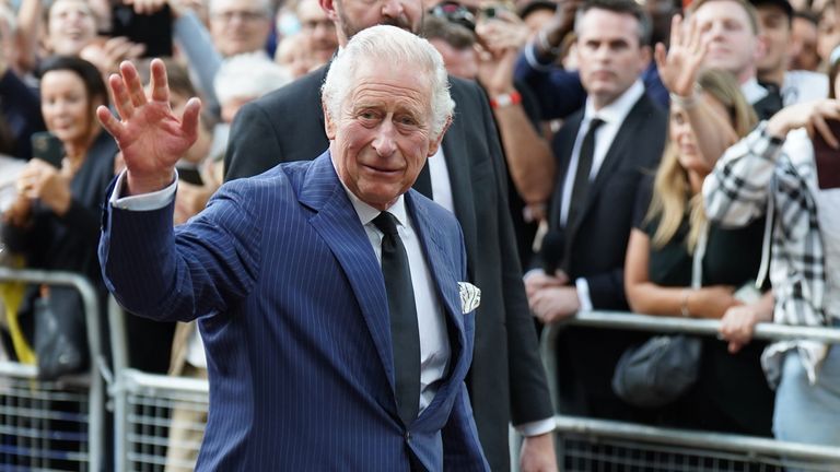 King Charles III greets the public outside Clarence House, London, after he has been formally declared monarch by the Privy Council, and holds audiences at Buckingham Palace with political leaders and religion following the death of Queen Elizabeth II on Thursday.  Date taken: Saturday, September 10, 2022.