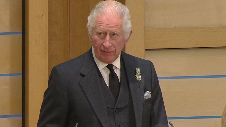 King Charles speaks at Holyroodhouse
