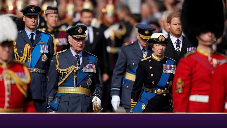 King Charles, Princess Anne, Prince William and Prince Harry