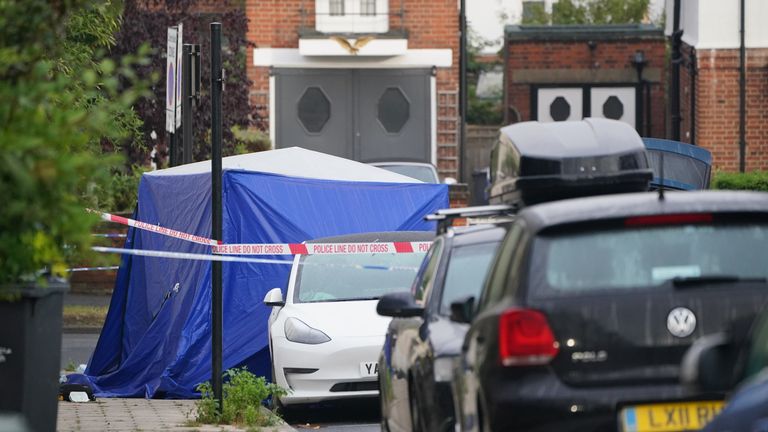 The scene in Kirkstall Gardens, Streatham Hill, south London, where a man was shot by armed officers from the Metropolitan Police following a chase on Monday night.  The man, believed to be in his 20s, died in hospital.  Date taken: Tuesday, September 6, 2022.