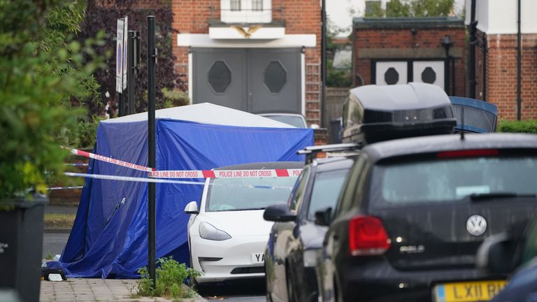 Scene in Kirkstall Gardens, Streatham Hill, south London, where a man was shot by armed officers from the Metropolitan Police following a chase on Monday night.  The man, believed to be around 20 years old, died in hospital.  Date taken: Tuesday, September 6, 2022.