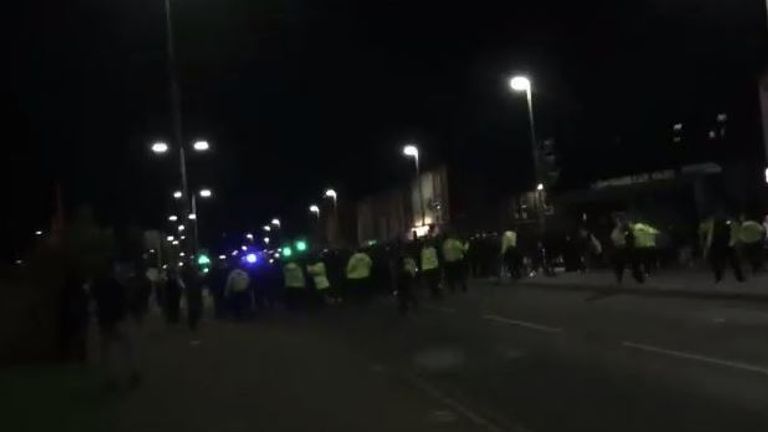 Images show police attempting to deal with the unrest