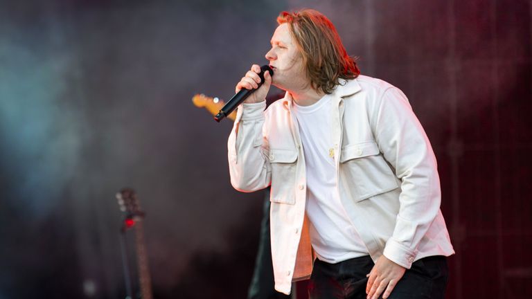 Lewis Capaldi on stage in Glasgow in July