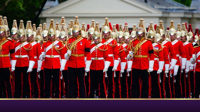 Members of the the Life Guards and the Blues and Royals prepare to leave Wellington Barracks, central London, ahead of the ceremonial procession of the coffin of Queen Elizabeth II from Buckingham Palace to Westminster Hall, London. Picture date: Wednesday September 14, 2022.
