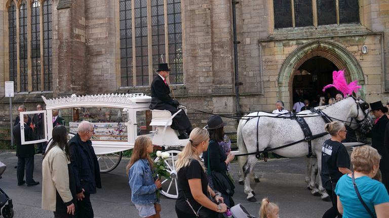 The coffin of nine-year-old stabbing victim Lilia Valutyte arrives at St Botolph&#39;s Church in Boston, Lincolnshire. Picture date: Friday September 2, 2022.

