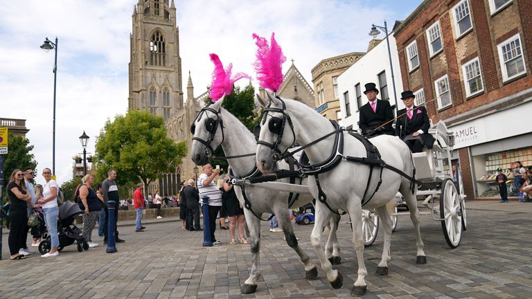 The coffin of nine-year-old stabbing victim Lilia Valutyte leaving St Botolph&#39;s Church in Boston, Lincolnshire. Picture date: Friday September 2, 2022.
