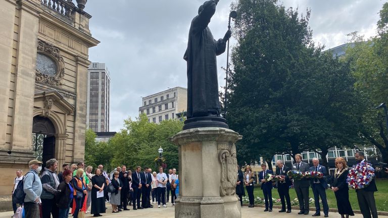 A wreath-laying ceremony in Birmingham 