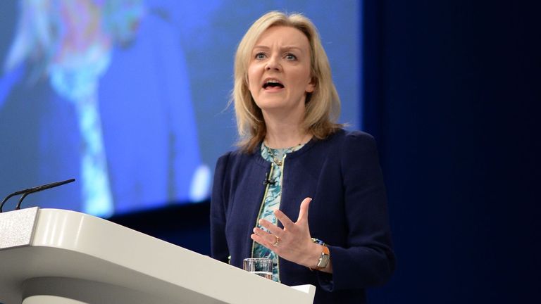 Liz Truss, Foreign Secretary for Environment, Food and Rural Affairs speaking at the Conservative Party conference in Manchester.  Read less Photo by: Stefan Rousseau / PA Archive / PA Images Date taken: October 5, 2015