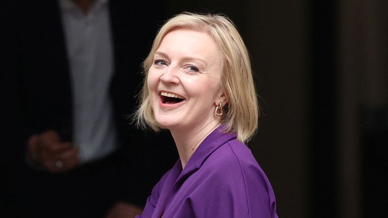 Liz Truss arrives at the Conservative Party headquarters, after being announced as Britain&#39;s next Prime Minister, in London, Britain September 5, 2022. REUTERS/Phil Noble
