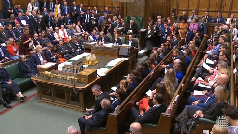 Prime Minister Liz Truss speaks during Prime Minister&#39;s Questions in the House of Commons, London.
