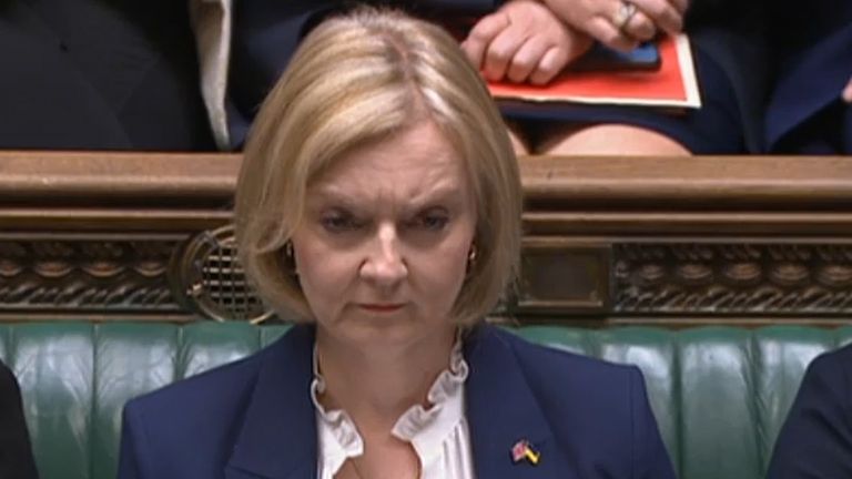 Prime Minister Liz Truss speaks during Prime Minister&#39;s Questions in the House of Commons, London.

