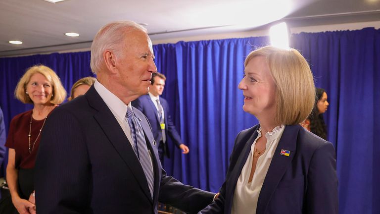 21/09/2022. New York, United States. Prime Minister Liz Truss and the President of the United States, President Joe Biden during a bilateral meeting whilst attending UNGA. Picture by Andrew Parsons / No 10 Downing Street

