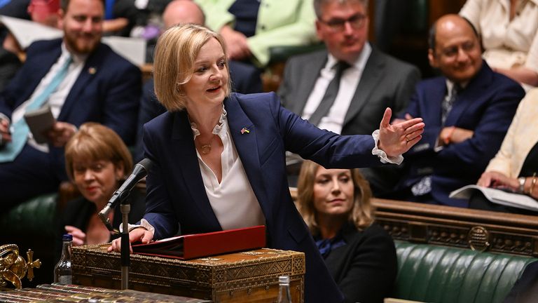  Prime Minister Liz Truss speaks during Prime Minister&#39;s Questions in the House of Commons, London. Picture date: Wednesday September 7, 2022.