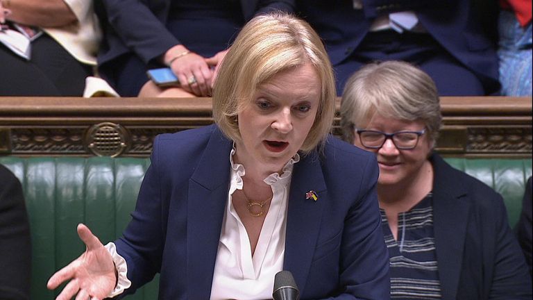 Liz Truss says she&#39;s about lowering taxes during her first PMQs