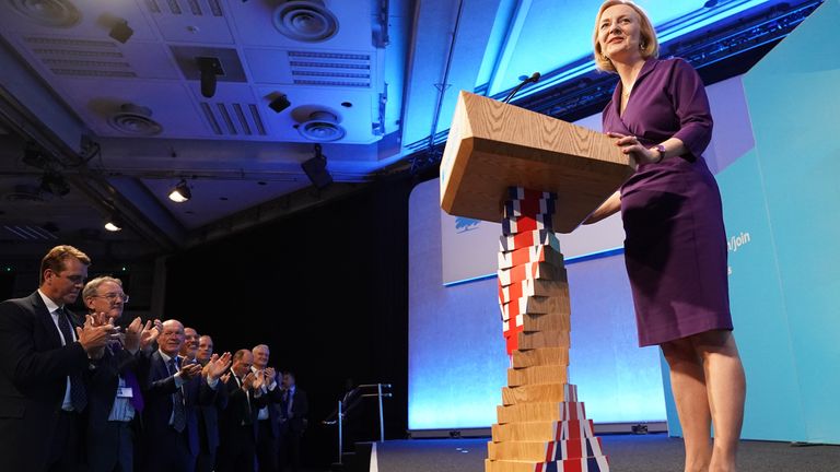 Liz Truss speaks at the Queen Elizabeth II Centre, London, after being announced as the new Conservative party leader and next Prime Minister. Picture date: Monday September 5, 2022.
