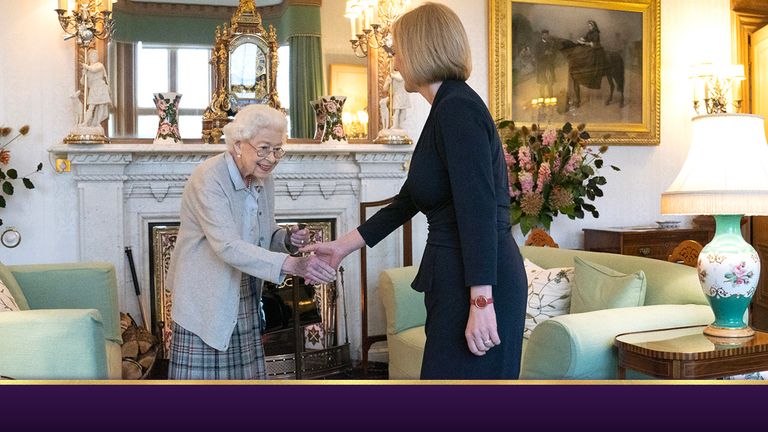 Queen Elizabeth II welcomes Liz Truss during an audience at Balmoral, Scotland, where she invited the newly elected leader of the Conservative party to become Prime Minister and form a new government. Picture date: Tuesday September 6, 2022.