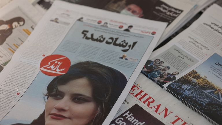 Newspaper coverage of Ms. Amini's death in Iran Photo: REUTERS 