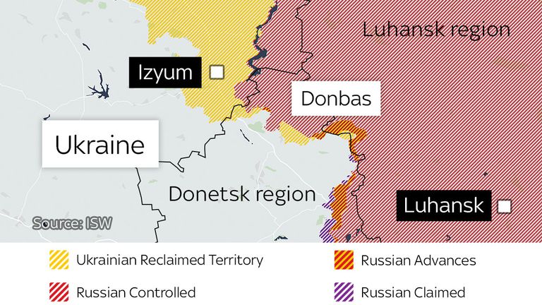 Izyum is in territory recently reclaimed by Ukraine