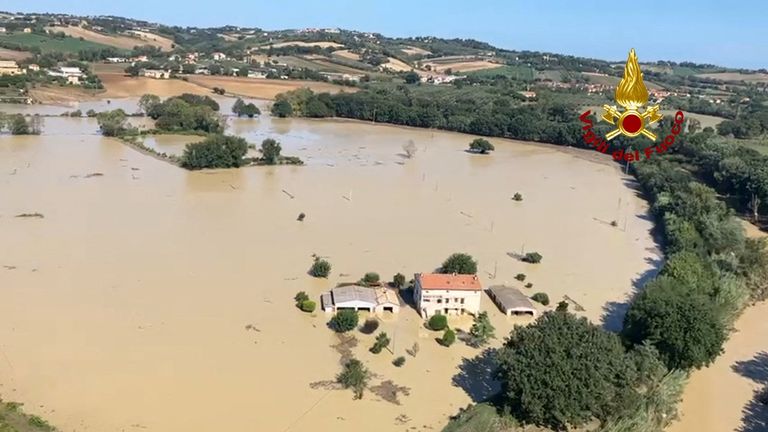 Aerial photographs reveal the rampaging havoc in the Marche region 