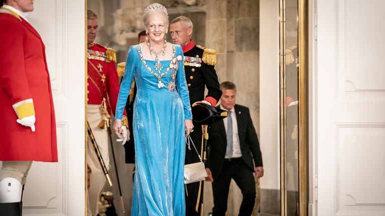 Queen Margrethe of Denmark, whose reign is now Europe&#39;s longest following the death of Queen Elizabeth II. Pic: AP