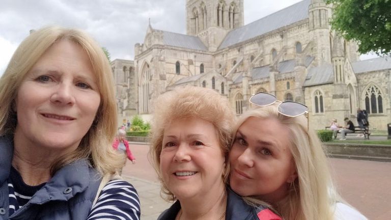 Marta Sahaidak and Louise Higham with Marta’s mother Oksana when they first arrived in Uk. They are living in West Sussex with Louise under the Homes for Ukraine scheme. Handout pic given to Becky Cotterill