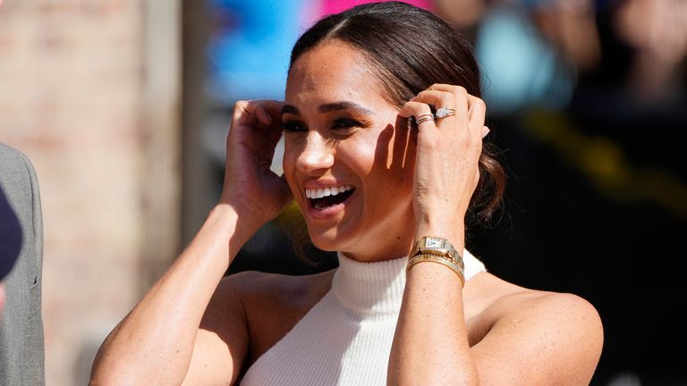 Meghan has been been visiting Dusseldorf with Prince Harry. Pic: AP