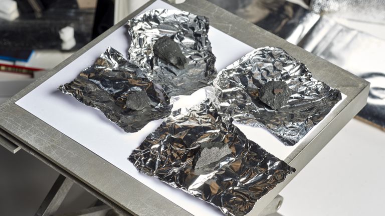 Fragments from the meteorite which landed in Winchcombe last year