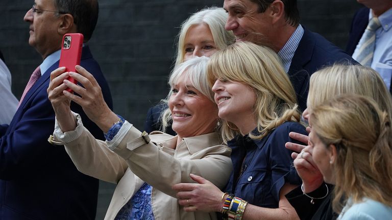 Nadine Dorries and Rachel Johnson outside 10 Downing Street, London, before outgoing Prime Minister Boris Johnson departs for Balmoral for an audience with Queen Elizabeth II to formally resign as Prime Minister. Picture date: Tuesday September 6, 2022.