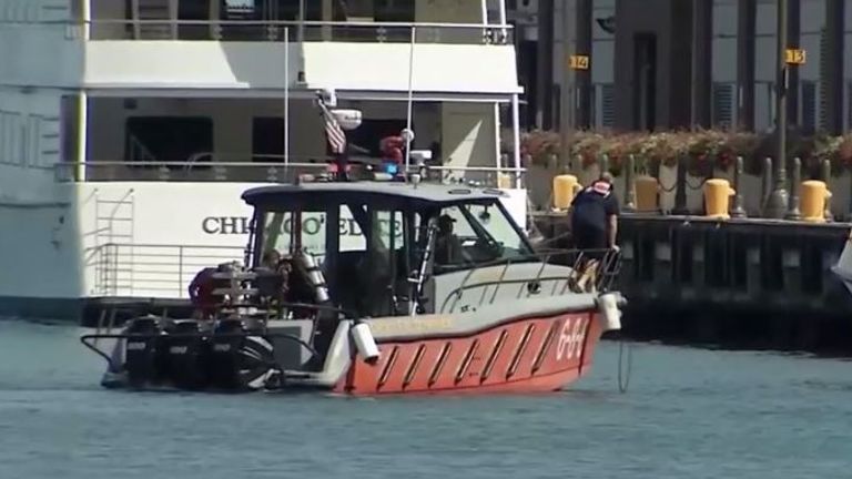 Emergency services at the scene at Navy Pier, Lake Michigan. Pic: NBC Chicago