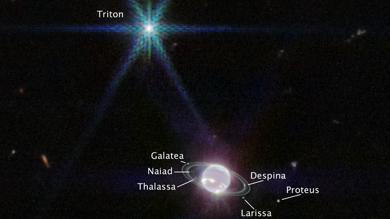 James Webb Space Telescope  captures  view of  Neptune&#39;s  rings 
Credit: NASA, ESA, CSA, STScI
