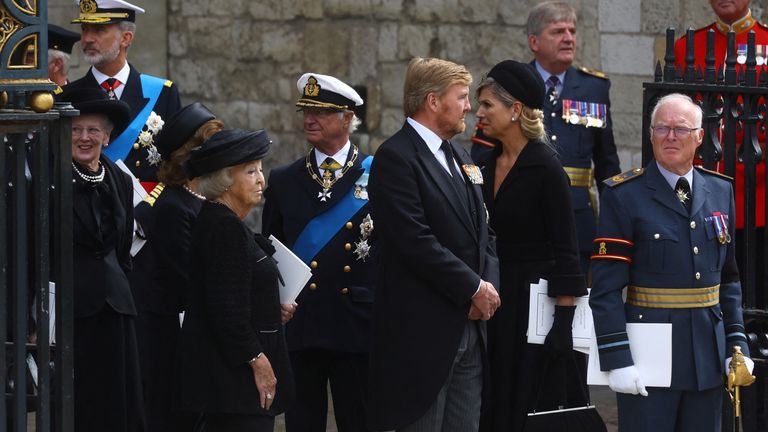 The Netherlands&#39; King Willem-Alexander, Queen Maxima and Princess Beatrix attend the state funeral