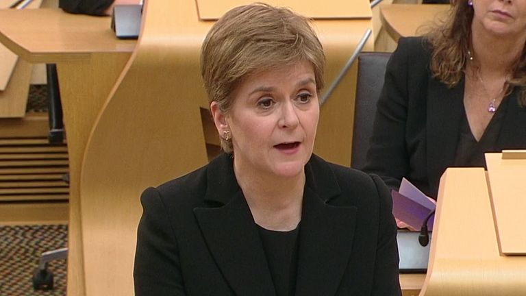 Nicola Sturgeon  during  King Charles III and the Queen Consort  visit to the Scottish Parliament in Holyrood