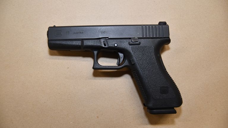 A Glock-type self-loading 9mm pistol like this has been used in three incidents on Merseyside in the last two and a half years